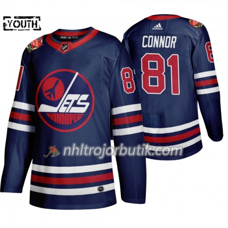 Barn Ishockey Winnipeg Jets tröja Kyle Connor 81 Adidas 2019 Heritage Classic Navy Authentic
